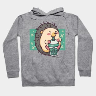 Cute Hedgehog Drinking Bubble Tea Hoodie